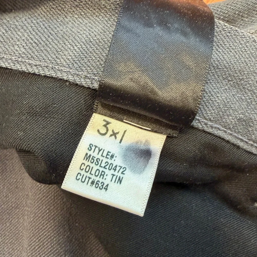3x1 NYC M5 Selvedge Denim Jeans Mens 31x32 Tin Gray Slim Straight Made in USA